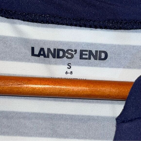 Lands' End Women's Navy Blue Striped Long Sleeve Dress - Picture 6 of 6